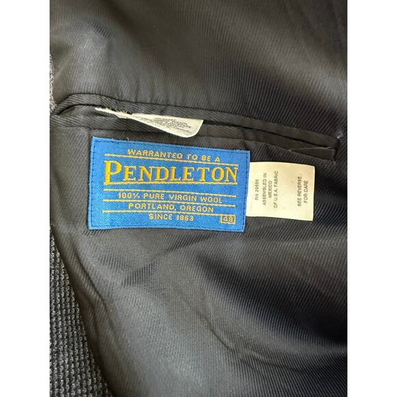 Pendleton Men's Gray & Blue 100% Virgin Wool 2 Button Front Blazer Coat Size 48 - Picture 2 of 4